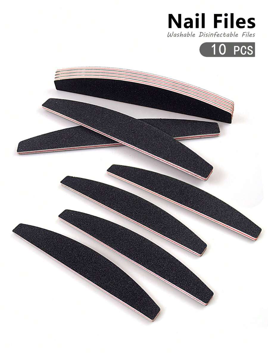 10pcs 100/180 Grit Nail Files Double Sided Emery Board Washable Emery Boards Reusable Nail Buffers Manicure Tools For Natural Nails Acrylic Nails Home And Salon Use,Nail Supplies,Nail Tools,Nail Art Tools,Back To School,Nails,Nail Tools For Press On Nails