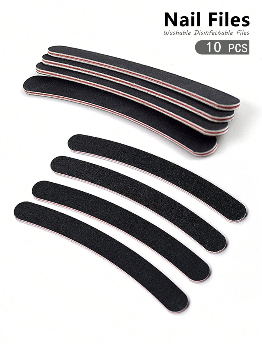 10pcs 100/180 Grit Nail Files Double Sided Emery Board Washable Emery Boards Reusable Nail Buffers Manicure Tools For Natural Nails Acrylic Nails Home And Salon Use,Nail Supplies,Nail Tools,Nail Art Tools,Back To School,Nails,Nail Tools For Press On Nails