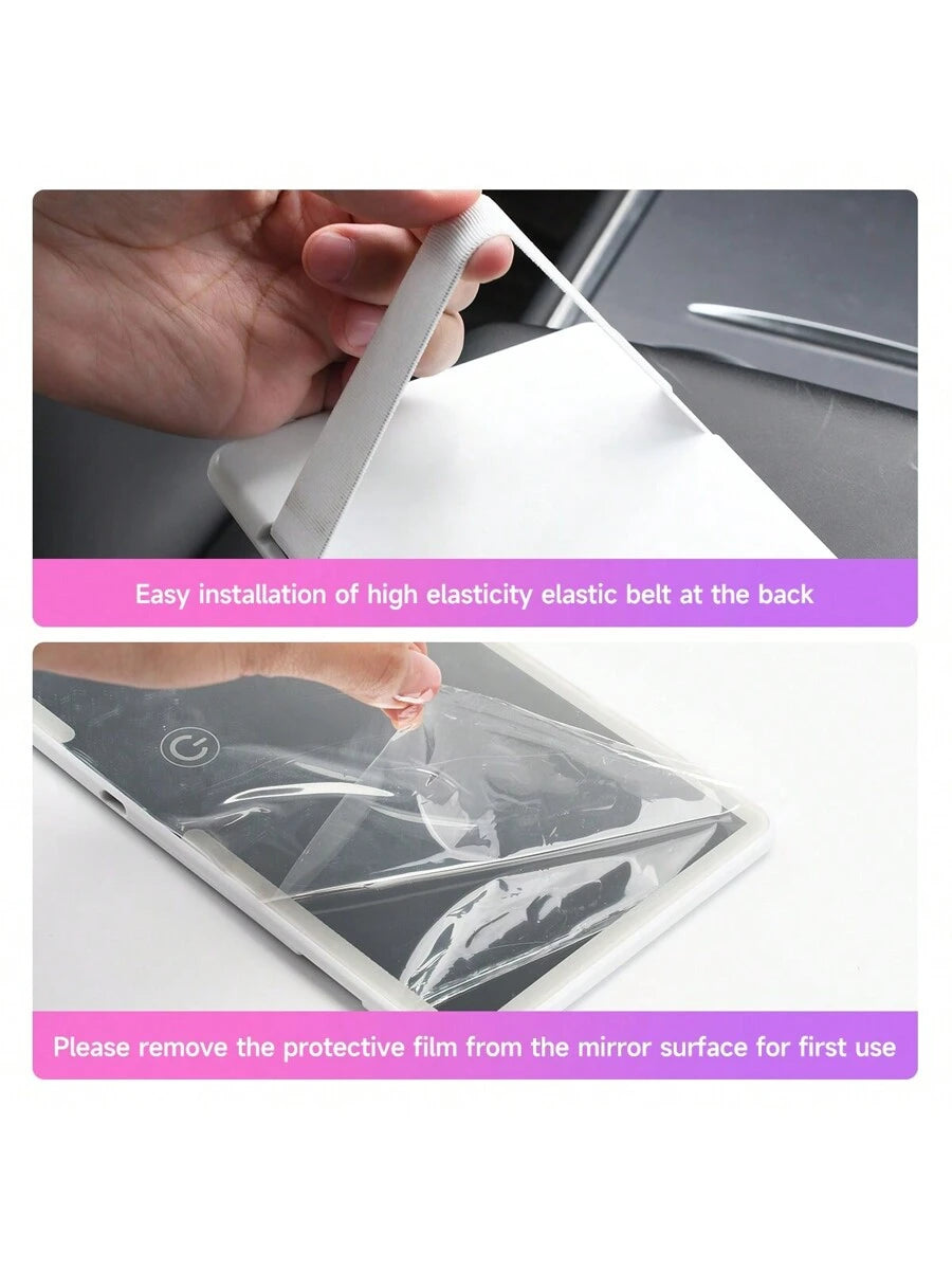 Fccemc Ultra Thin LED Car Makeup HD Mirror Sunshade Makeup Hanging Mirror USB Charge Sun Visor Dimmable Touchscreen Auto Interior Vanity Mirror For Women