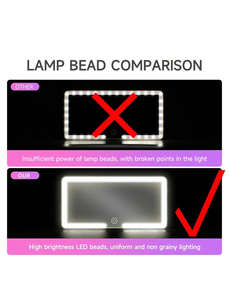 Fccemc Ultra Thin LED Car Makeup HD Mirror Sunshade Makeup Hanging Mirror USB Charge Sun Visor Dimmable Touchscreen Auto Interior Vanity Mirror For Women