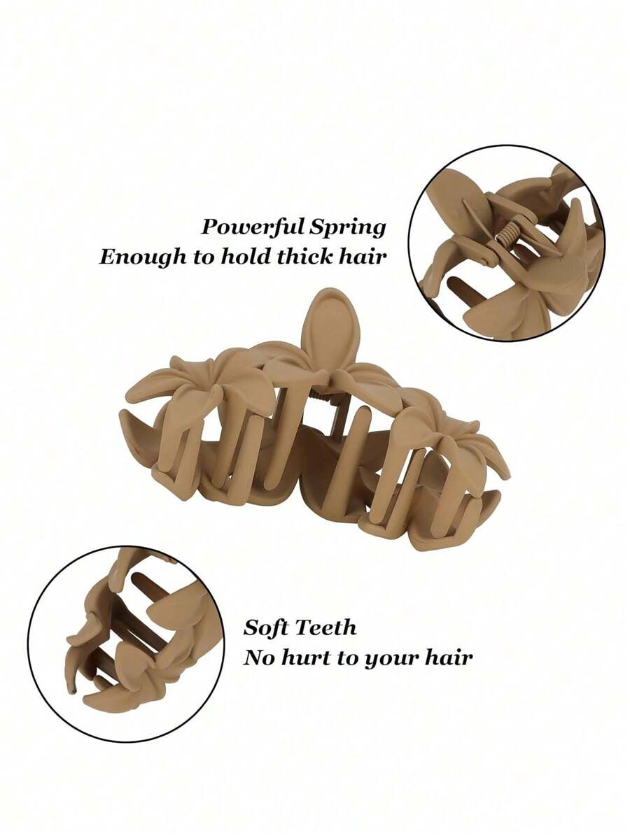4pcs/1pc Women's Black, White, Brown 4.33in/11cm Square Plastic Large Hair Clips, Fashionable, Elegant, Versatile, Minimalist Style, Suitable For Daily, Party, Commute, Vacation - Hair Claws For Styling, Washing, Make-Up, Outfit Accessorizing Summer Hair