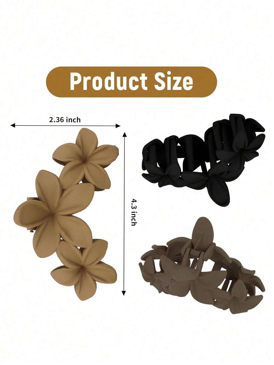 4pcs/1pc Women's Black, White, Brown 4.33in/11cm Square Plastic Large Hair Clips, Fashionable, Elegant, Versatile, Minimalist Style, Suitable For Daily, Party, Commute, Vacation - Hair Claws For Styling, Washing, Make-Up, Outfit Accessorizing Summer Hair
