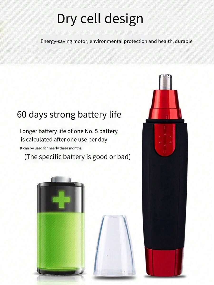 Water Resistant Nose Hair Trimmer For Men And Women - Painless Ear And Facial Hair Removal With Dual Edge Blades And Mute Motor
