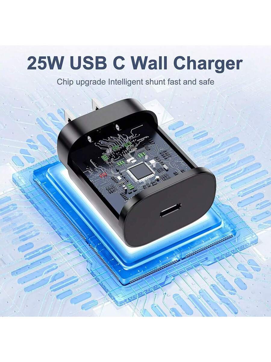 USB C Charger,Samsung Type C Charger 25W Super Fast Wall Charger With USB C To Type C Fast Charging Cable,Compatible With Samsung Galaxy S25 S24 S23 S22 S21 S21+/S21 Ultra/S20/S20 Ultra/Note 20 Ultra/Note 10,Fast Charging Compatible With IPhone 16/15/Pro/