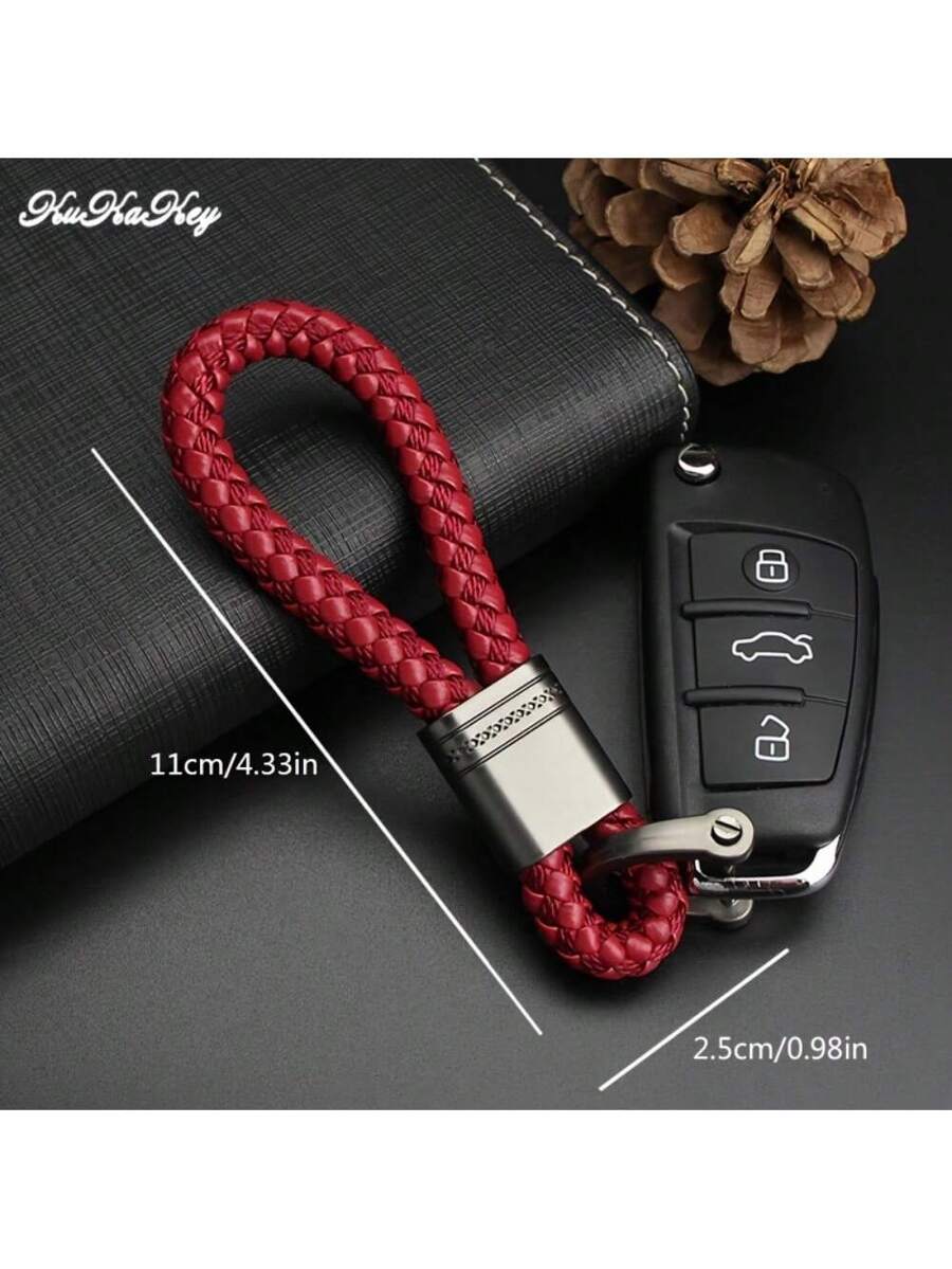 Hand-Woven PU Leather Keychains For Cars, Cute Key Rings For Men And Women, Keychain Holders With Charms For Bags, Gift Car Accessories