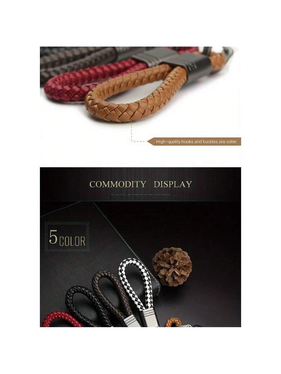 Hand-Woven PU Leather Keychains For Cars, Cute Key Rings For Men And Women, Keychain Holders With Charms For Bags, Gift Car Accessories