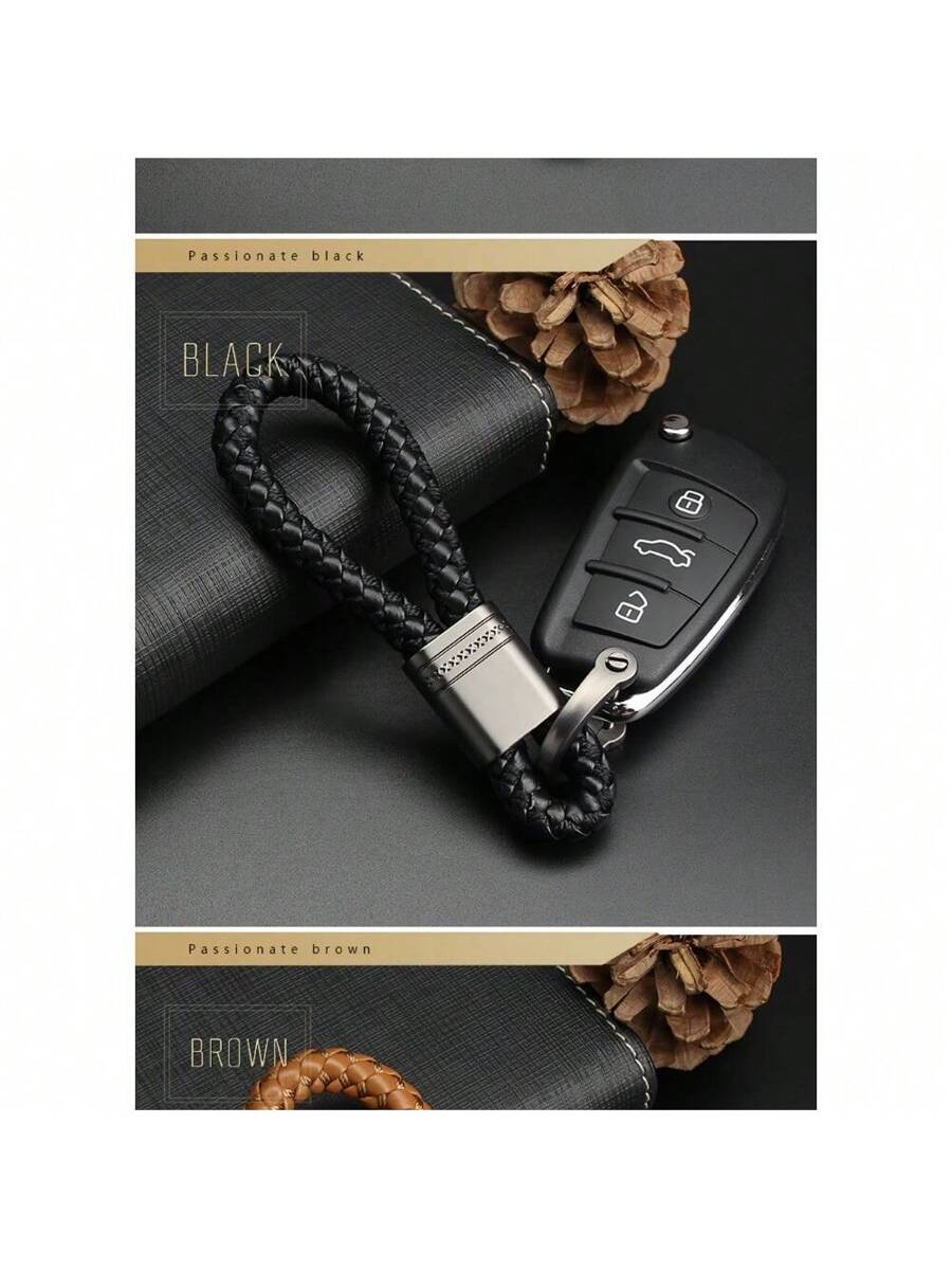 Hand-Woven PU Leather Keychains For Cars, Cute Key Rings For Men And Women, Keychain Holders With Charms For Bags, Gift Car Accessories