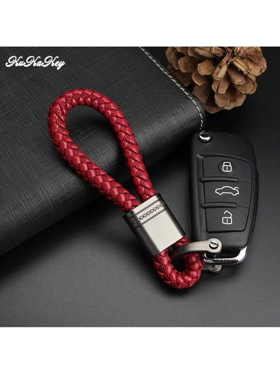 Hand-Woven PU Leather Keychains For Cars, Cute Key Rings For Men And Women, Keychain Holders With Charms For Bags, Gift Car Accessories