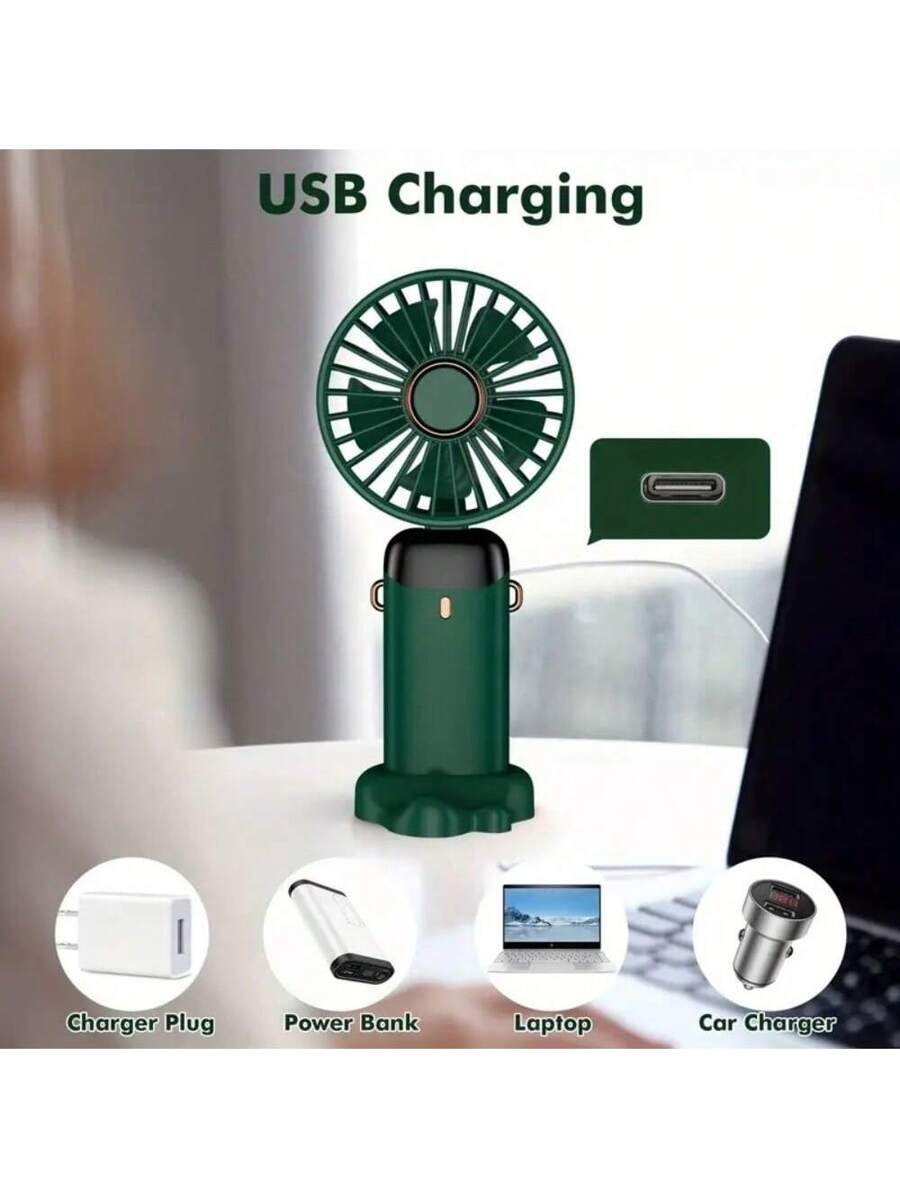 2025 New Handheld Small Fan USB Portable Digital Display SilentOffice DeskStudent On Dormitory Charging Outdoor Fan,1PC Portable Handheld Fan, Battery Operated Fan With LED Display, Handheld/Neck/Desk 3 In 1 Personal Small Fan, 90° Foldable Desk Fan With