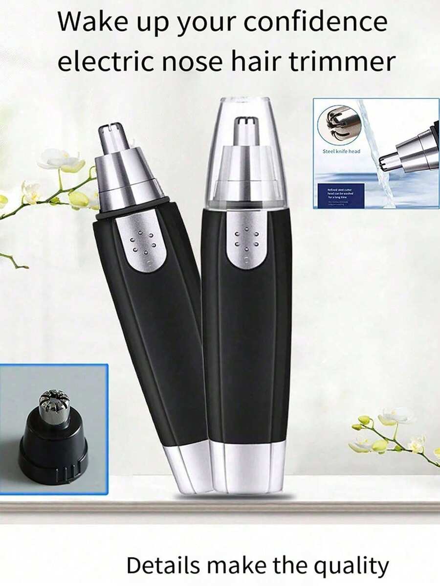 Water Resistant Nose Hair Trimmer For Men And Women - Painless Ear And Facial Hair Removal With Dual Edge Blades And Mute Motor
