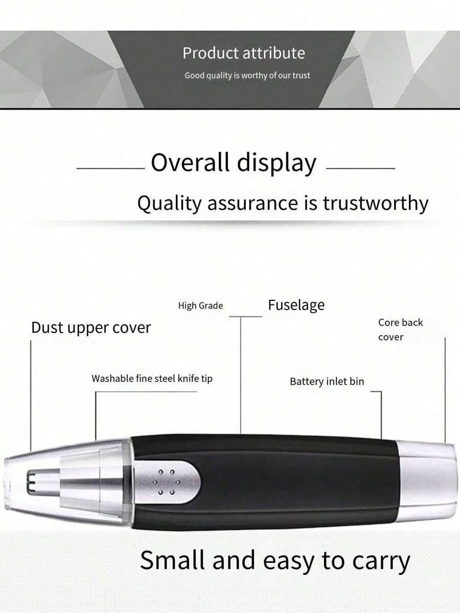 Water Resistant Nose Hair Trimmer For Men And Women - Painless Ear And Facial Hair Removal With Dual Edge Blades And Mute Motor