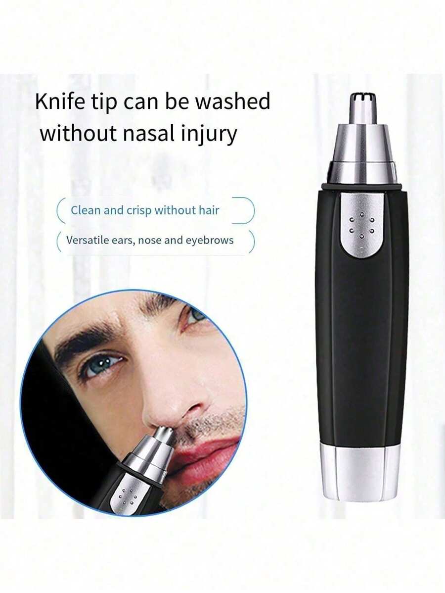 Water Resistant Nose Hair Trimmer For Men And Women - Painless Ear And Facial Hair Removal With Dual Edge Blades And Mute Motor