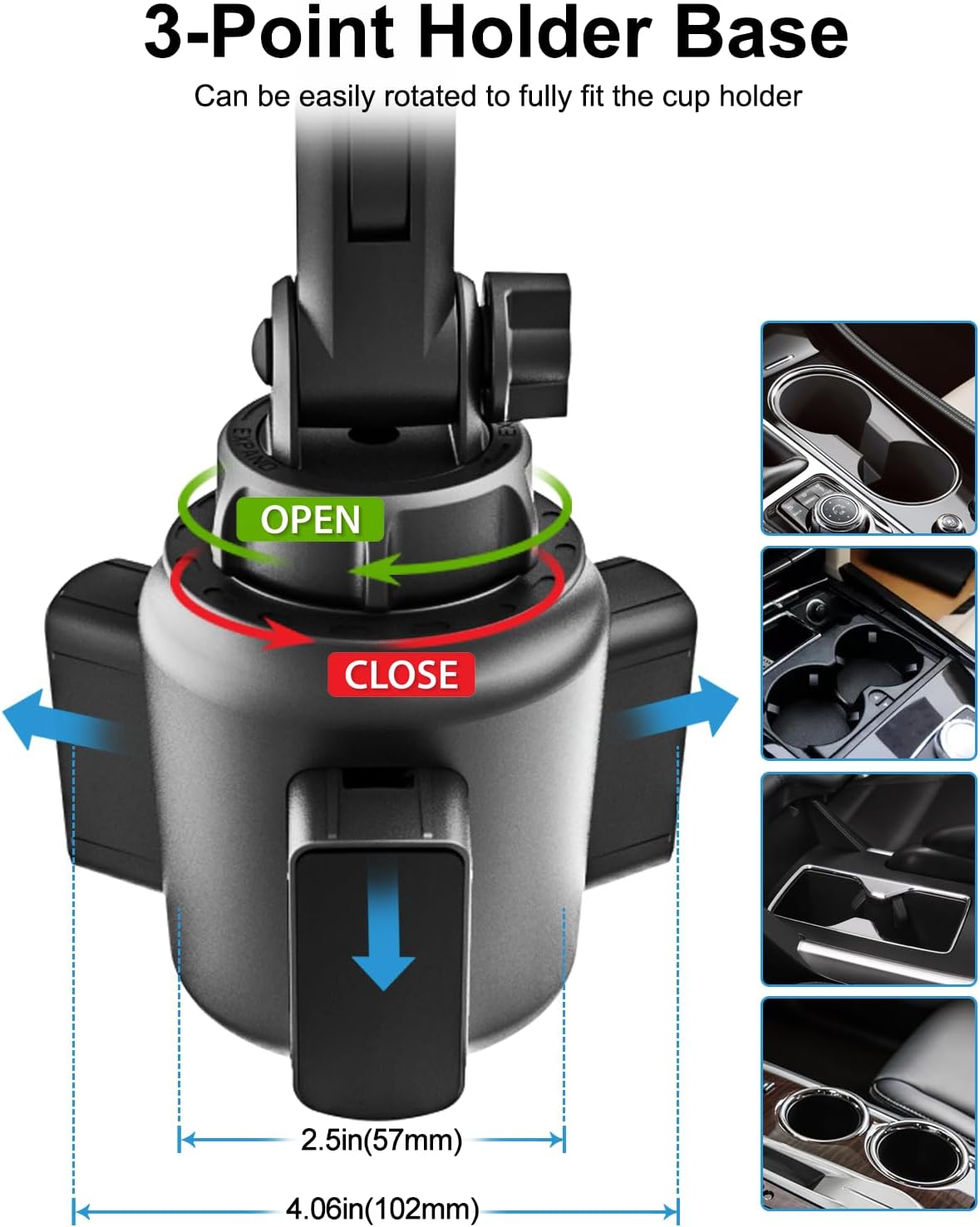 woleyi Cup Holder Car Tablet Mount, iPad Mount Holder for Car/Truck, 360° Rotation Adjustable Universal Tablet Stand Cradle Compatible with iPad Pro Air Mini, Galaxy Tabs, Cell Phones, 4.7-13" Devices