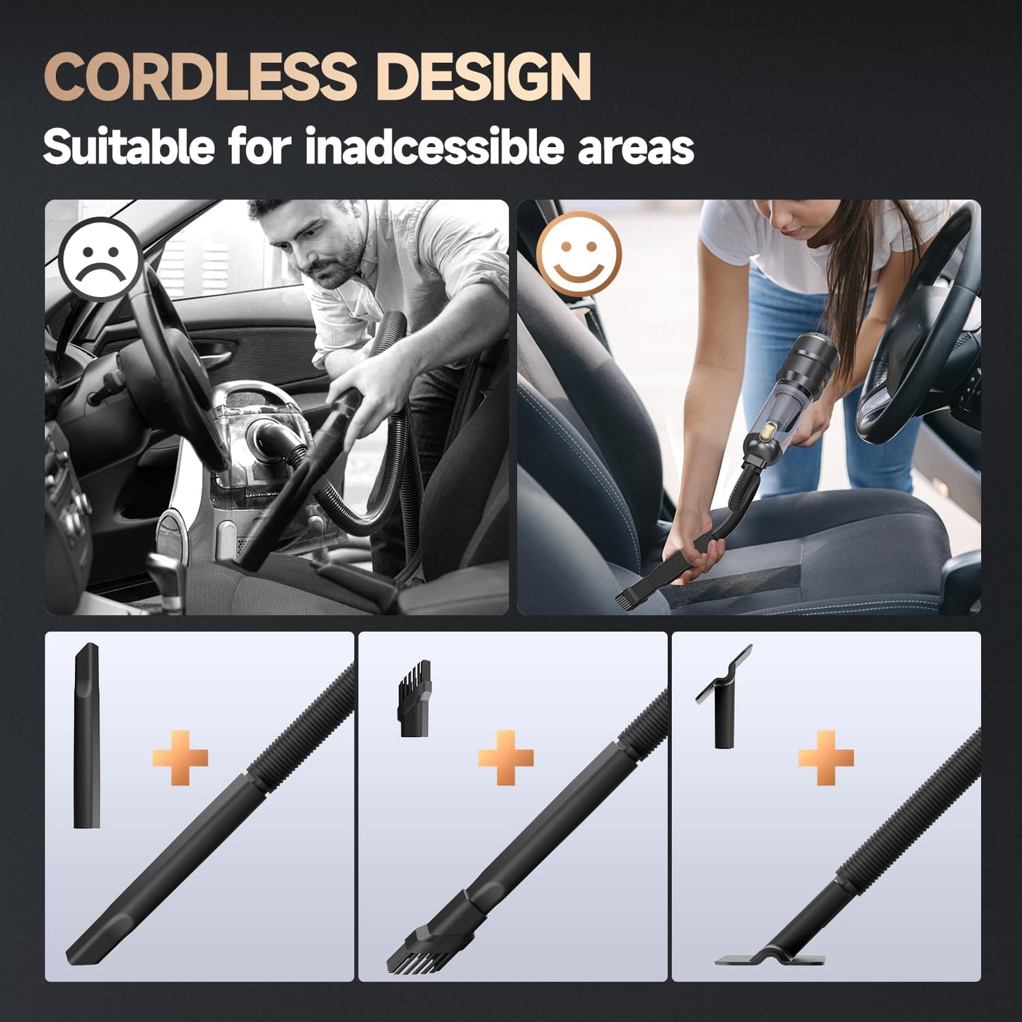 Car Vacuum - Foldable Mini Handheld Vacuum Cordless with Brushless Motor, 4-in-1 22000PA High Power Portable Rechargeable Vacuum Cleaner & Air Blower & Duster & Pump for Home, Pet, Office
