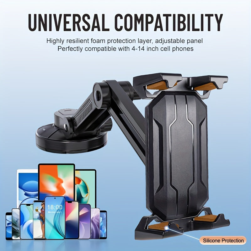 Car Truck Dashboard Tablet Phone Holder, Extended Retractable Suction Cup Car Mount Stable and Non-Shaking, Compatible with 4-14 Inch Phones and Tablets