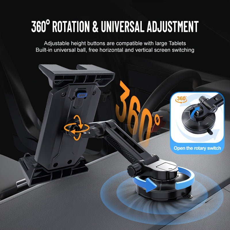 Car Truck Dashboard Tablet Phone Holder, Extended Retractable Suction Cup Car Mount Stable and Non-Shaking, Compatible with 4-14 Inch Phones and Tablets
