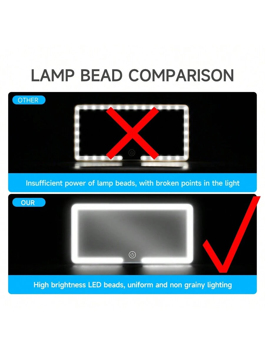 Fccemc Ultra Thin LED Car Makeup HD Mirror Sunshade Makeup Hanging Mirror USB Charge Sun Visor Dimmable Touchscreen Auto Interior Vanity Mirror For Women