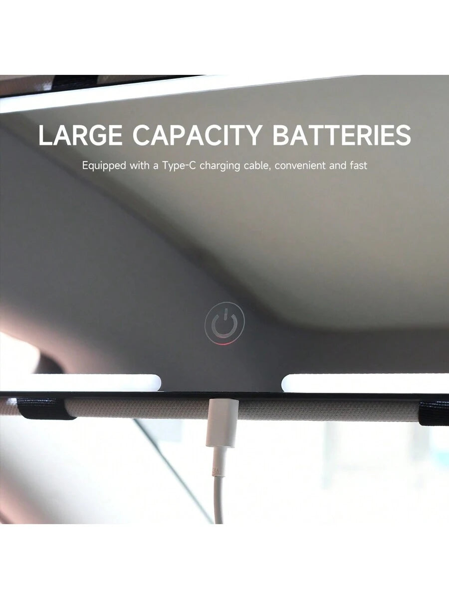 Fccemc Ultra Thin LED Car Makeup HD Mirror Sunshade Makeup Hanging Mirror USB Charge Sun Visor Dimmable Touchscreen Auto Interior Vanity Mirror For Women