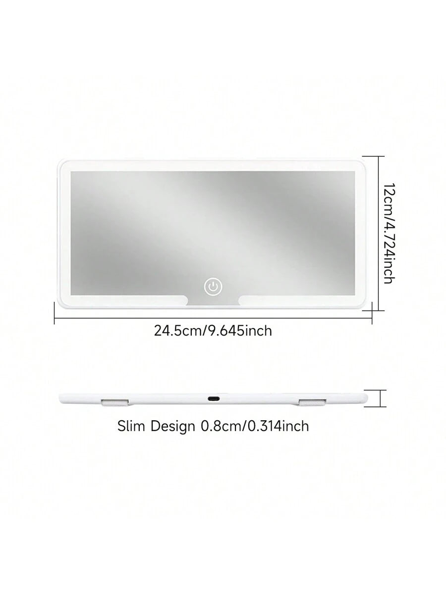 Fccemc Ultra Thin LED Car Makeup HD Mirror Sunshade Makeup Hanging Mirror USB Charge Sun Visor Dimmable Touchscreen Auto Interior Vanity Mirror For Women