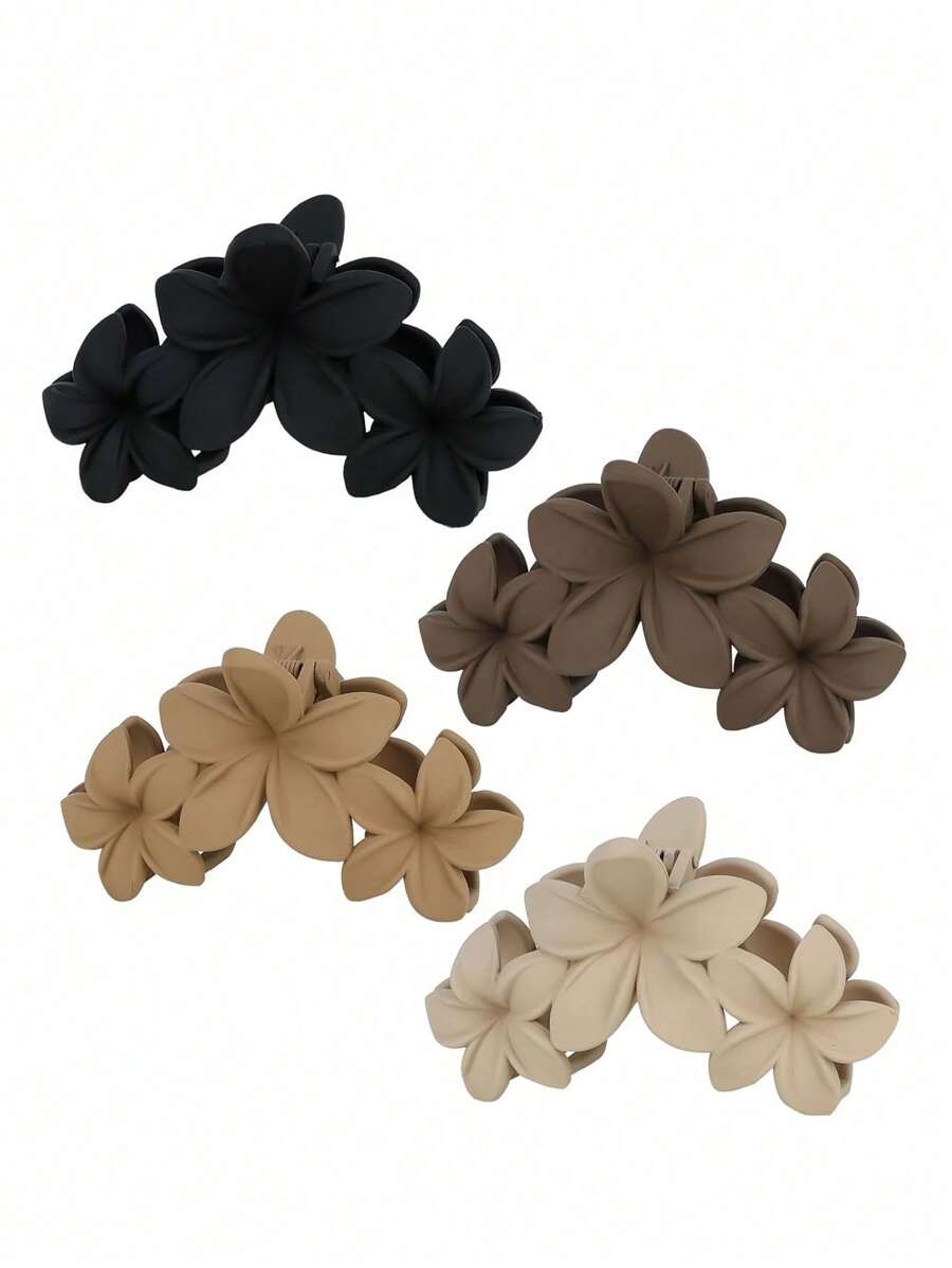 4pcs/1pc Women's Black, White, Brown 4.33in/11cm Square Plastic Large Hair Clips, Fashionable, Elegant, Versatile, Minimalist Style, Suitable For Daily, Party, Commute, Vacation - Hair Claws For Styling, Washing, Make-Up, Outfit Accessorizing Summer Hair