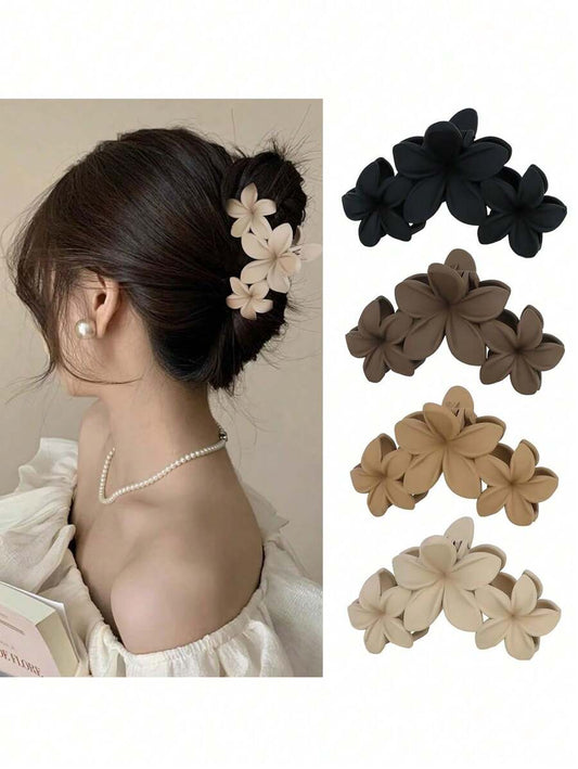 4pcs/1pc Women's Black, White, Brown 4.33in/11cm Square Plastic Large Hair Clips, Fashionable, Elegant, Versatile, Minimalist Style, Suitable For Daily, Party, Commute, Vacation - Hair Claws For Styling, Washing, Make-Up, Outfit Accessorizing Summer Hair