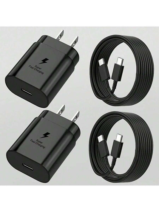 USB C Charger,Samsung Type C Charger 25W Super Fast Wall Charger With USB C To Type C Fast Charging Cable,Compatible With Samsung Galaxy S25 S24 S23 S22 S21 S21+/S21 Ultra/S20/S20 Ultra/Note 20 Ultra/Note 10,Fast Charging Compatible With IPhone 16/15/Pro/