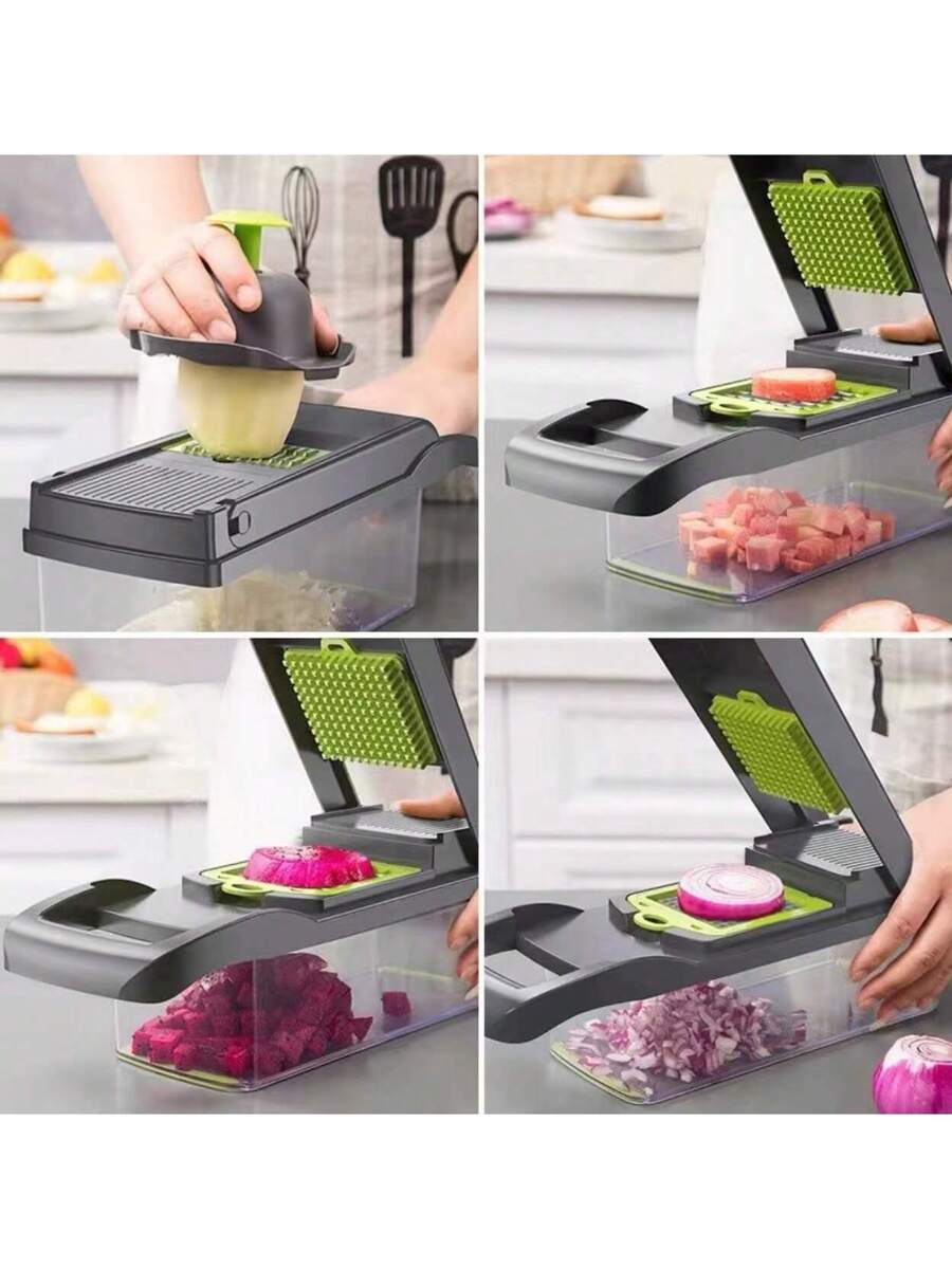 16 Pieces/1 Set Multifunctional Vegetable Cutter, Fruit Slicer, Handheld Food Grinder, Onion Grinder, Potato Shredder With Container, Space-Saving Kitchen Gadgets For Easy Meal Preparation, Kitchen Accessories, Cocina,Do Not Put In The Dishwasher,Thanksgi