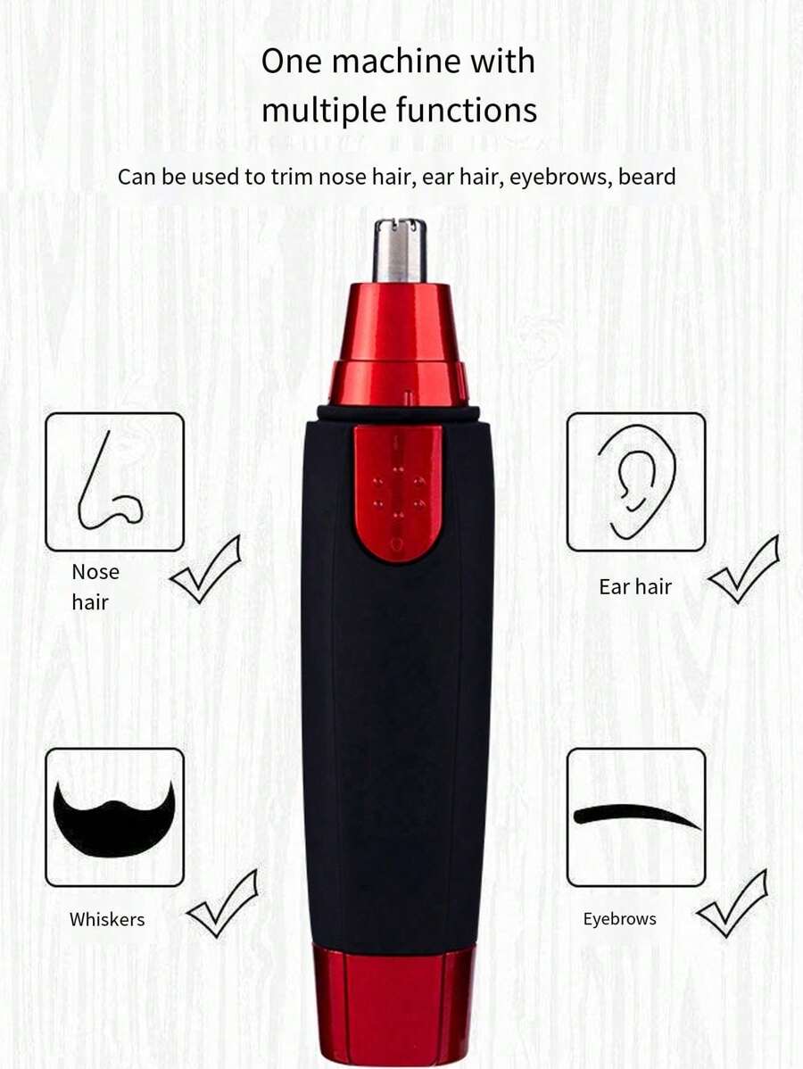Water Resistant Nose Hair Trimmer For Men And Women - Painless Ear And Facial Hair Removal With Dual Edge Blades And Mute Motor