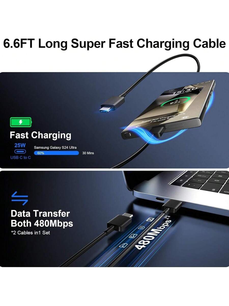 USB C Charger,Samsung Type C Charger 25W Super Fast Wall Charger With USB C To Type C Fast Charging Cable,Compatible With Samsung Galaxy S25 S24 S23 S22 S21 S21+/S21 Ultra/S20/S20 Ultra/Note 20 Ultra/Note 10,Fast Charging Compatible With IPhone 16/15/Pro/