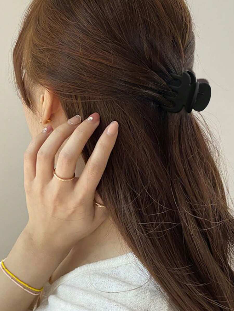 4pcs/1pc Women's Black, White, Brown 4.33in/11cm Square Plastic Large Hair Clips, Fashionable, Elegant, Versatile, Minimalist Style, Suitable For Daily, Party, Commute, Vacation - Hair Claws For Styling, Washing, Make-Up, Outfit Accessorizing Summer Hair