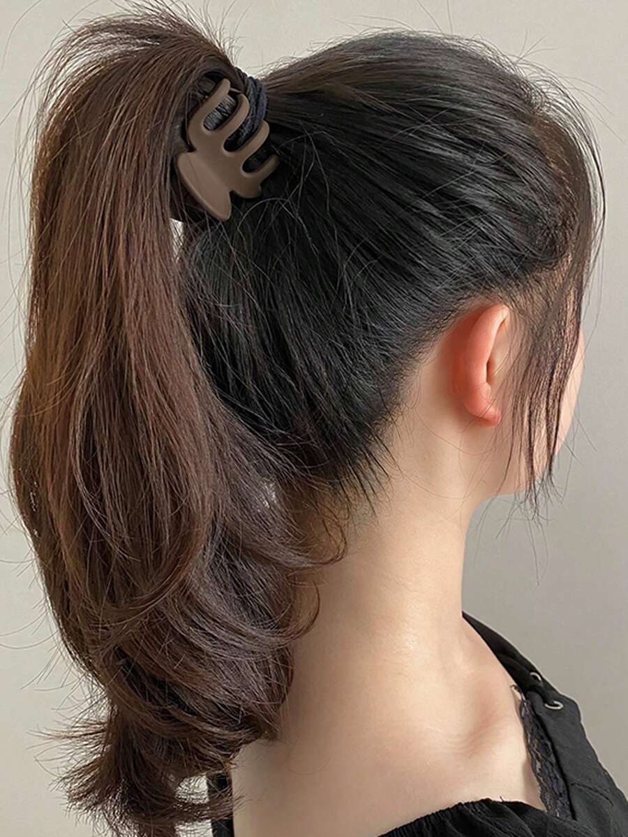4pcs/1pc Women's Black, White, Brown 4.33in/11cm Square Plastic Large Hair Clips, Fashionable, Elegant, Versatile, Minimalist Style, Suitable For Daily, Party, Commute, Vacation - Hair Claws For Styling, Washing, Make-Up, Outfit Accessorizing Summer Hair