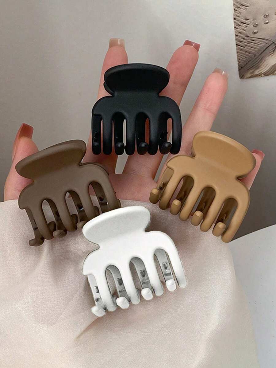 4pcs/1pc Women's Black, White, Brown 4.33in/11cm Square Plastic Large Hair Clips, Fashionable, Elegant, Versatile, Minimalist Style, Suitable For Daily, Party, Commute, Vacation - Hair Claws For Styling, Washing, Make-Up, Outfit Accessorizing Summer Hair