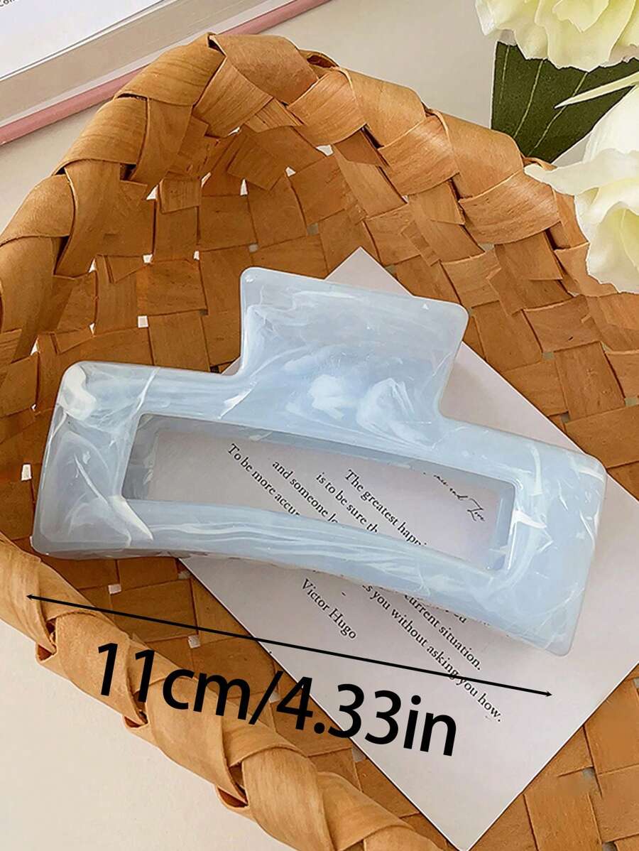 4pcs/1pc Women's Black, White, Brown 4.33in/11cm Square Plastic Large Hair Clips, Fashionable, Elegant, Versatile, Minimalist Style, Suitable For Daily, Party, Commute, Vacation - Hair Claws For Styling, Washing, Make-Up, Outfit Accessorizing Summer Hair
