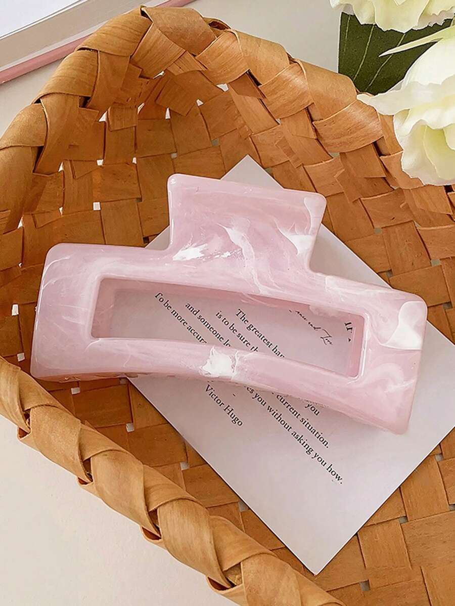 4pcs/1pc Women's Black, White, Brown 4.33in/11cm Square Plastic Large Hair Clips, Fashionable, Elegant, Versatile, Minimalist Style, Suitable For Daily, Party, Commute, Vacation - Hair Claws For Styling, Washing, Make-Up, Outfit Accessorizing Summer Hair