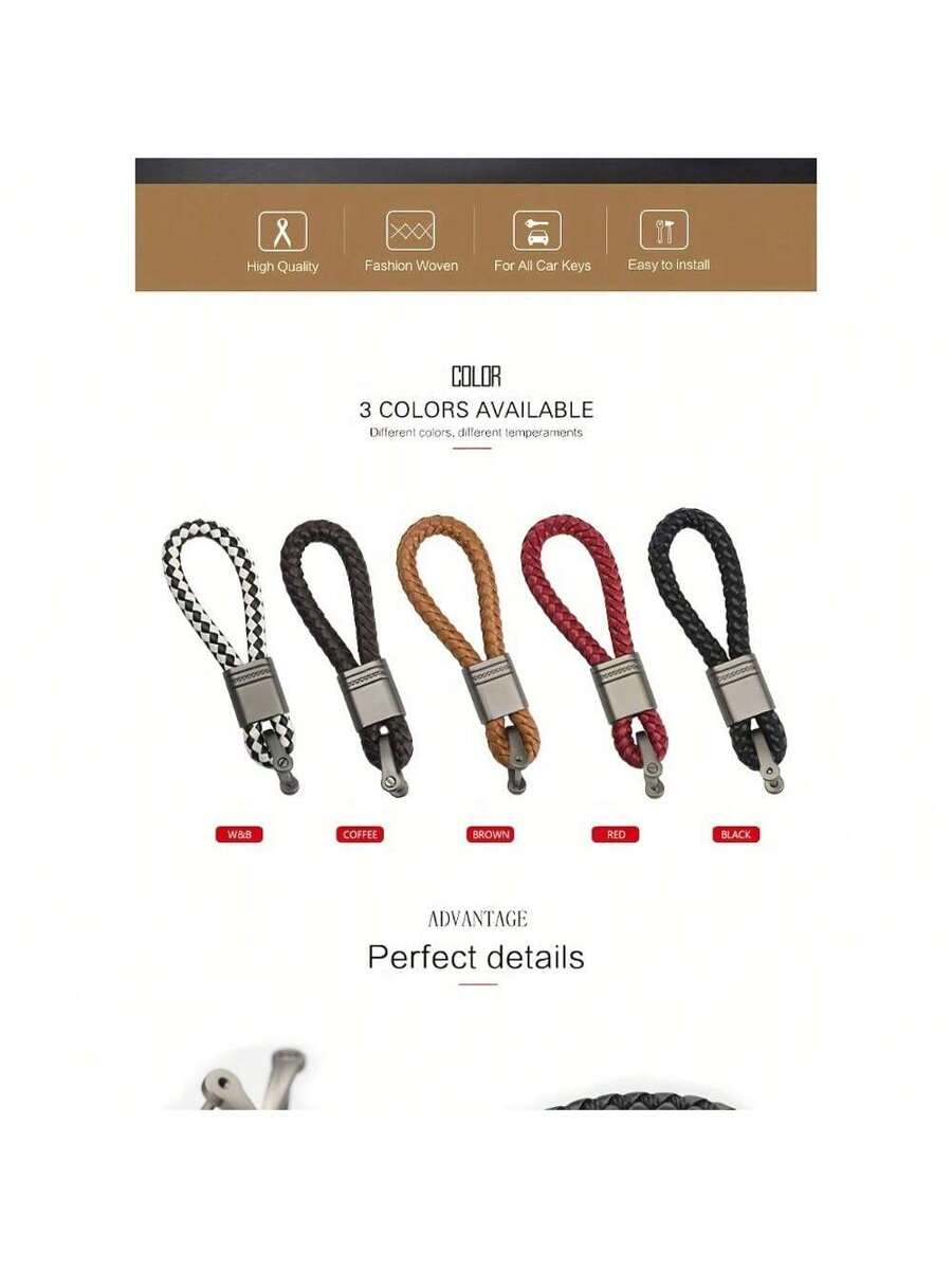 Hand-Woven PU Leather Keychains For Cars, Cute Key Rings For Men And Women, Keychain Holders With Charms For Bags, Gift Car Accessories