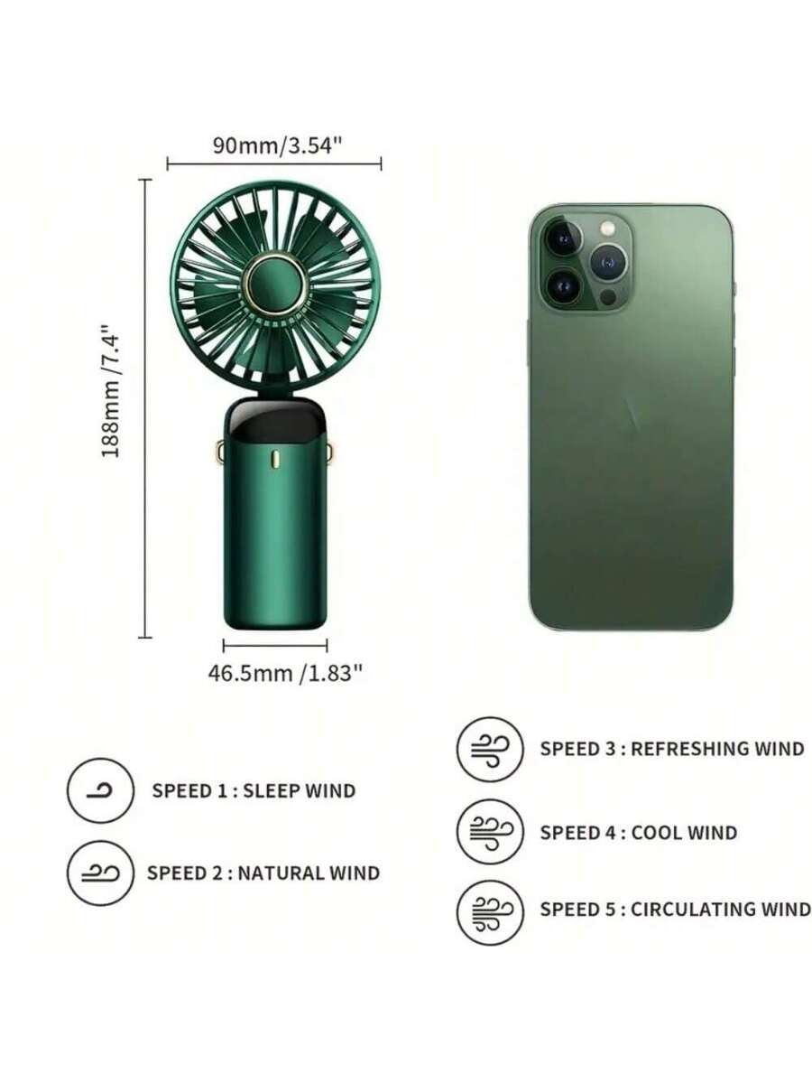2025 New Handheld Small Fan USB Portable Digital Display SilentOffice DeskStudent On Dormitory Charging Outdoor Fan,1PC Portable Handheld Fan, Battery Operated Fan With LED Display, Handheld/Neck/Desk 3 In 1 Personal Small Fan, 90° Foldable Desk Fan With