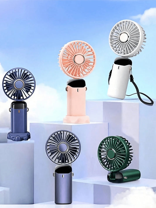 2025 New Handheld Small Fan USB Portable Digital Display SilentOffice DeskStudent On Dormitory Charging Outdoor Fan,1PC Portable Handheld Fan, Battery Operated Fan With LED Display, Handheld/Neck/Desk 3 In 1 Personal Small Fan, 90° Foldable Desk Fan With