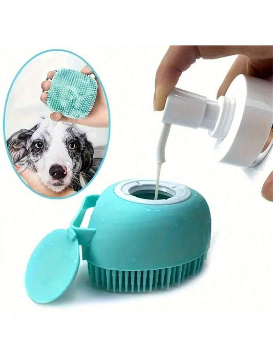 Multi-Color Silicone Pet Shampoo Brush With Built-In Dispenser - Gentle Massage Bath Comb For Dogs And Cats, No Battery Required