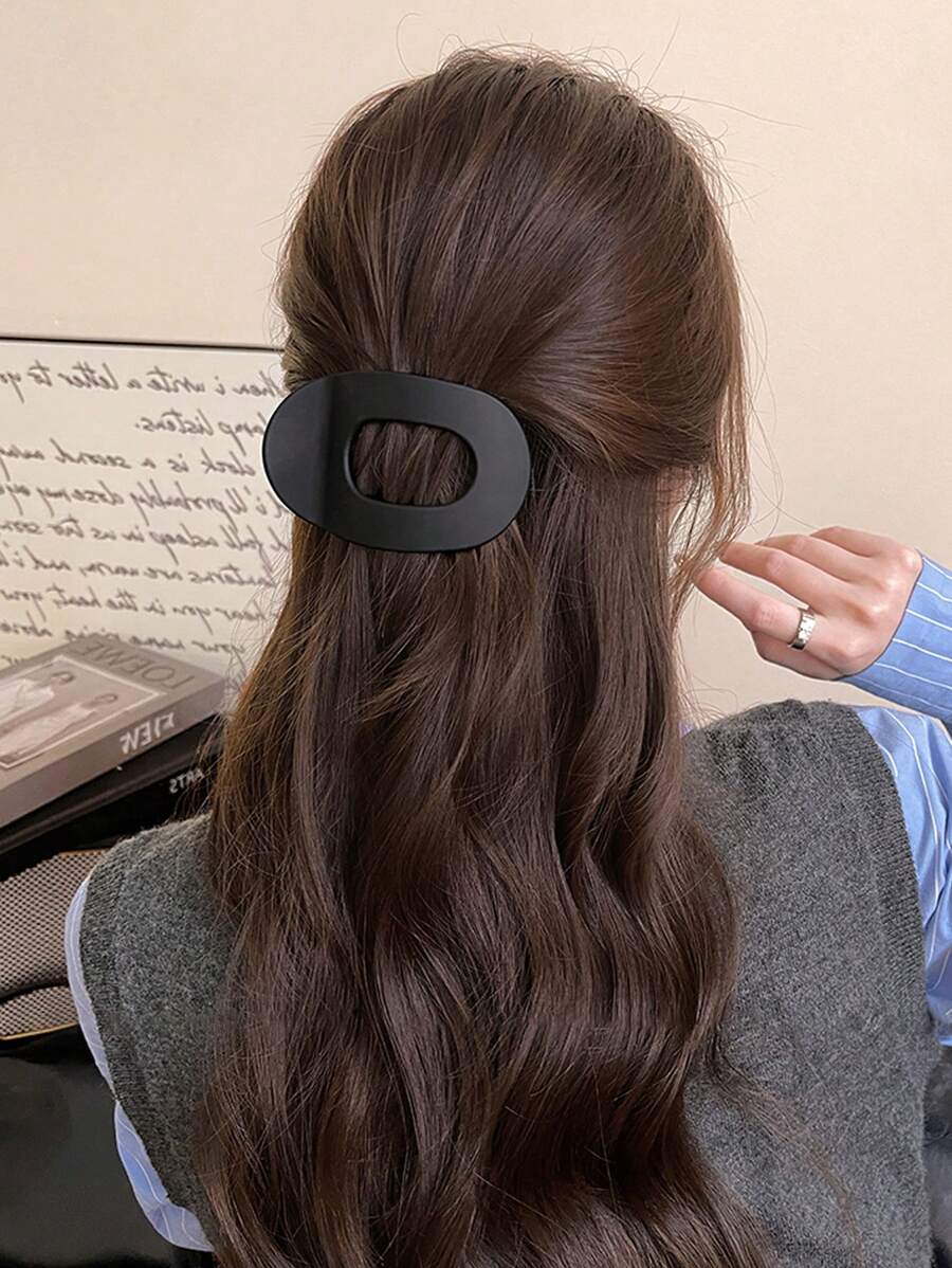 4pcs/1pc Women's Black, White, Brown 4.33in/11cm Square Plastic Large Hair Clips, Fashionable, Elegant, Versatile, Minimalist Style, Suitable For Daily, Party, Commute, Vacation - Hair Claws For Styling, Washing, Make-Up, Outfit Accessorizing Summer Hair