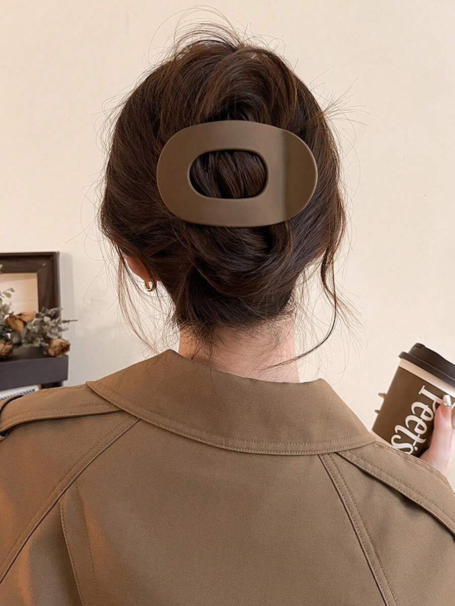 4pcs/1pc Women's Black, White, Brown 4.33in/11cm Square Plastic Large Hair Clips, Fashionable, Elegant, Versatile, Minimalist Style, Suitable For Daily, Party, Commute, Vacation - Hair Claws For Styling, Washing, Make-Up, Outfit Accessorizing Summer Hair