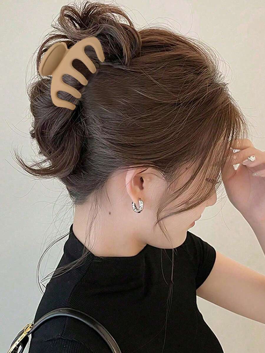 4pcs/1pc Women's Black, White, Brown 4.33in/11cm Square Plastic Large Hair Clips, Fashionable, Elegant, Versatile, Minimalist Style, Suitable For Daily, Party, Commute, Vacation - Hair Claws For Styling, Washing, Make-Up, Outfit Accessorizing Summer Hair
