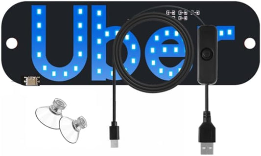 Light for Car,Led Light Signs for Car.Windshield Light Sign with Blue Decal for Car, Suction Cups, USB-C Cable。Led Signs for car.
