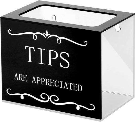 Ysglory Acrylic Tips Jar Plastic Tip Box Raffle Cash Donation Box with Slot for Fundraising Money Storage Container for Bartender Bars Restaurants Musicians (6 x 4 x 5 Inch)