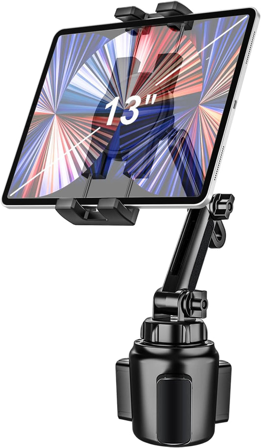 woleyi Cup Holder Car Tablet Mount, iPad Mount Holder for Car/Truck, 360° Rotation Adjustable Universal Tablet Stand Cradle Compatible with iPad Pro Air Mini, Galaxy Tabs, Cell Phones, 4.7-13" Devices