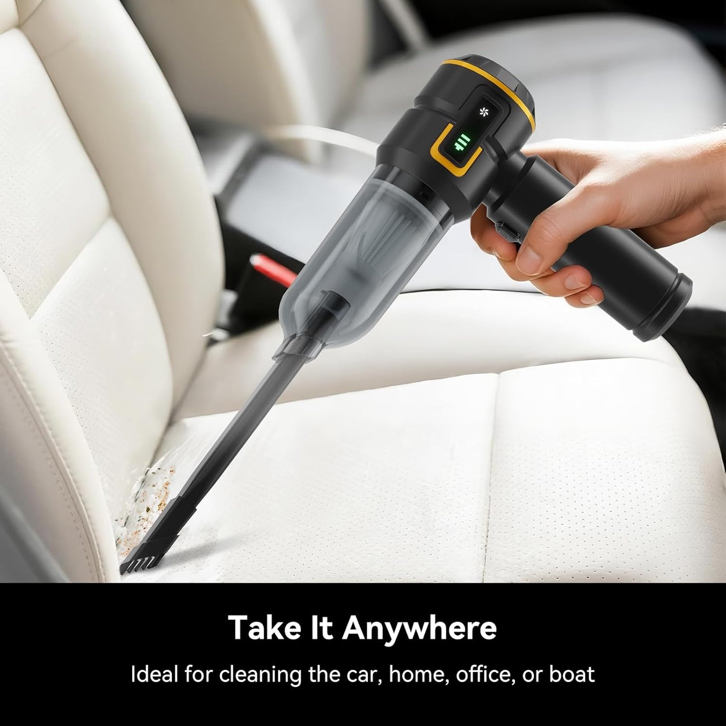 Handheld Vacuum,Car Vacuum Cleaner,4-in-1 20000PA High Power Portable Rechargeable Vacuum Cleaner with Brushless Motor, Small Handheld Vacuum & Air Blower & Pump-Black