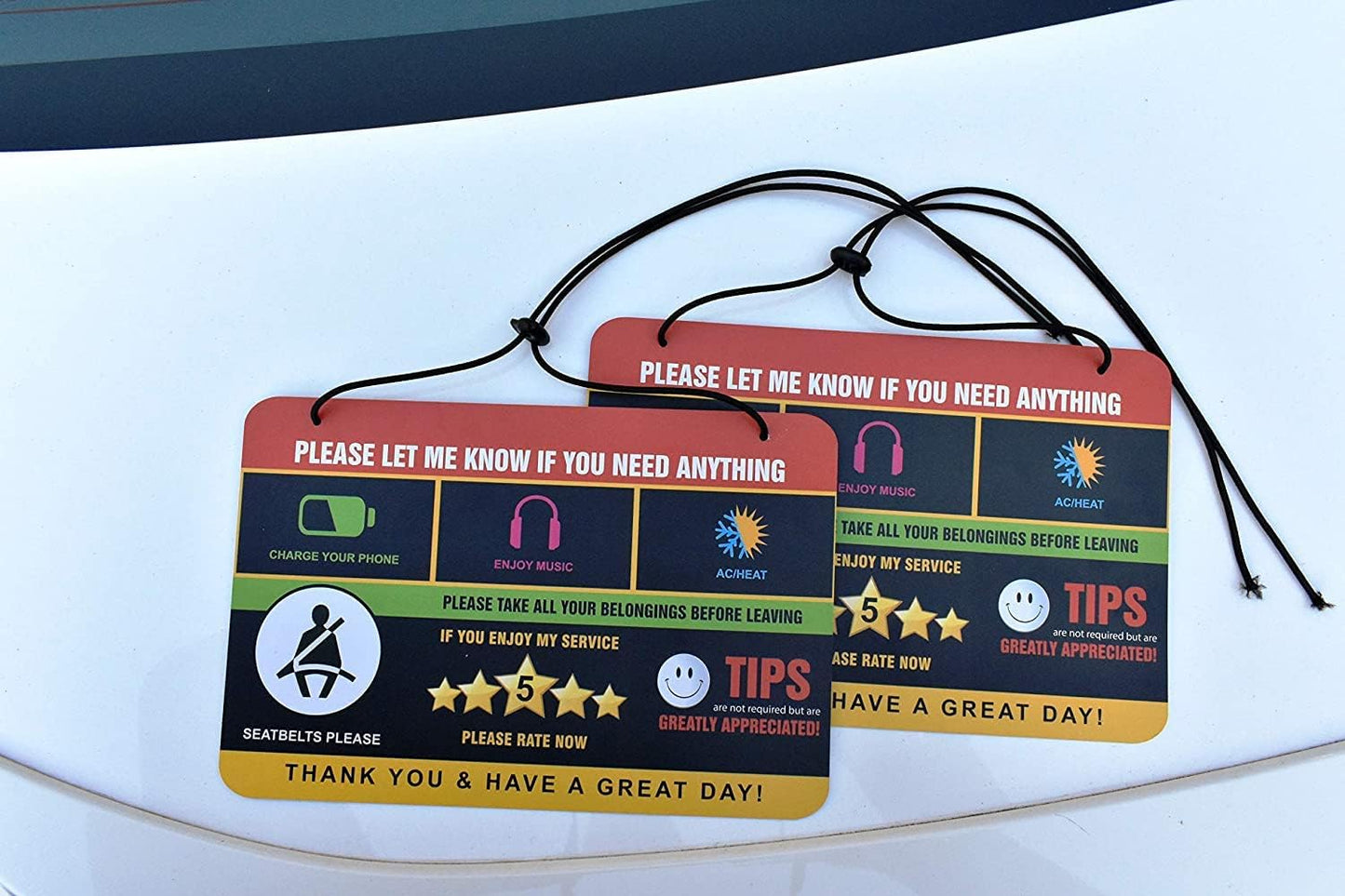 Rideshare Rating Tips Accessories Driver Signs Display Card (Pack of 2) – All You Need for Your Business