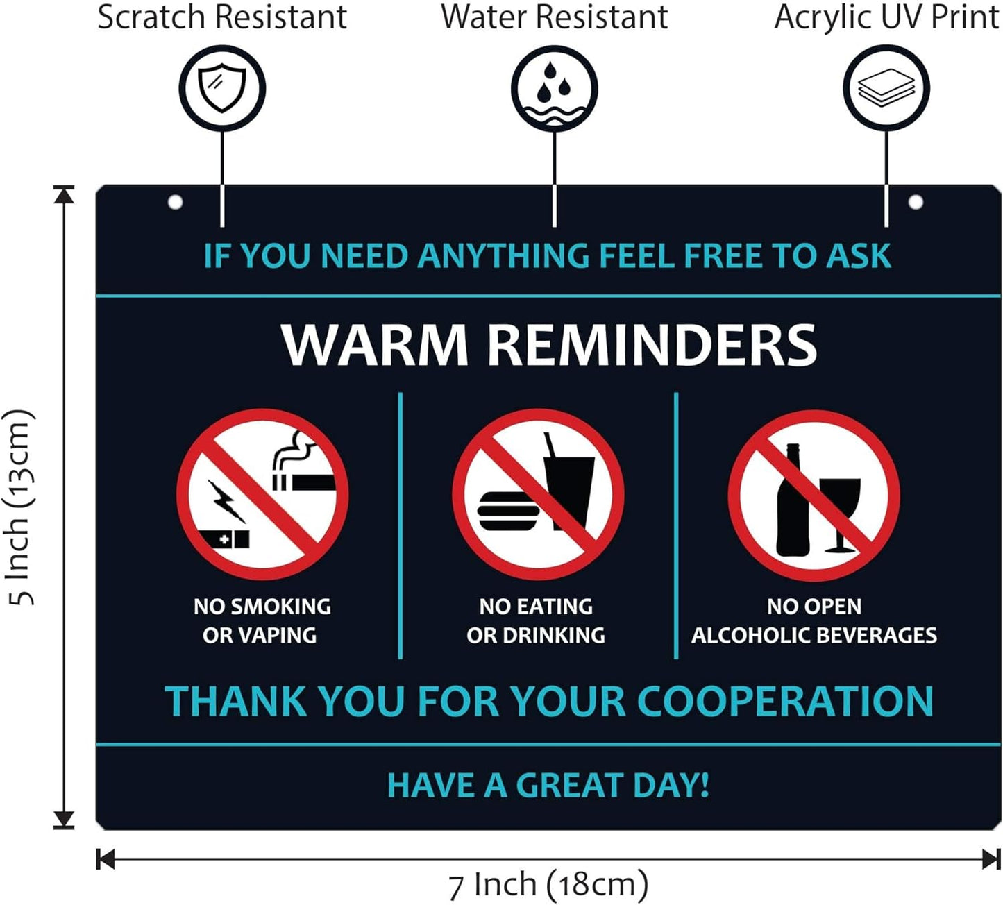 Compatible with Lyft Uber (2-Pack) Tips Rating Appreciated Rideshare Accessories – 7” x 5” – Interior Acrylic Headrest Sign - Rate Me Tip No Smoking for 5 Star Rides for Ride-Share Drivers