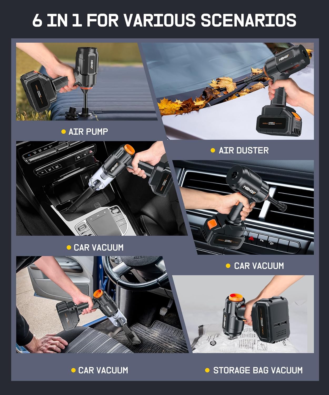Car Vacuum Portable Cordless, 35000PA High Power Suction & Blower, Wireless Handheld Vacuum Cleaner for Car, Home, Office, Pet(Coal Black)