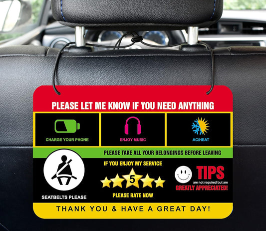 Rideshare Rating Tips Accessories Driver Signs Display Card (Pack of 2) – All You Need for Your Business