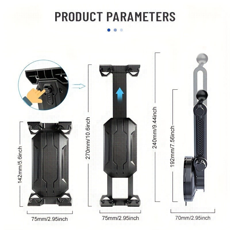 Car Truck Dashboard Tablet Phone Holder, Extended Retractable Suction Cup Car Mount Stable and Non-Shaking, Compatible with 4-14 Inch Phones and Tablets
